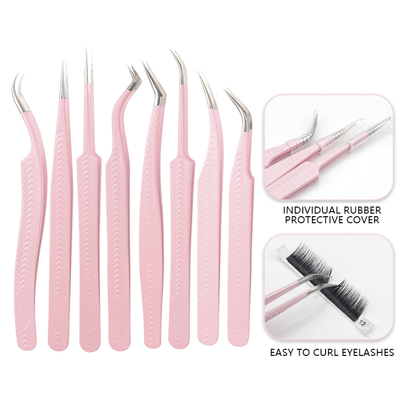 Rvs Lash Pincet Roze Pincet Professionele Wimper Extensions Benodigdheden Make Gereedschap Volume Wimper Pincet