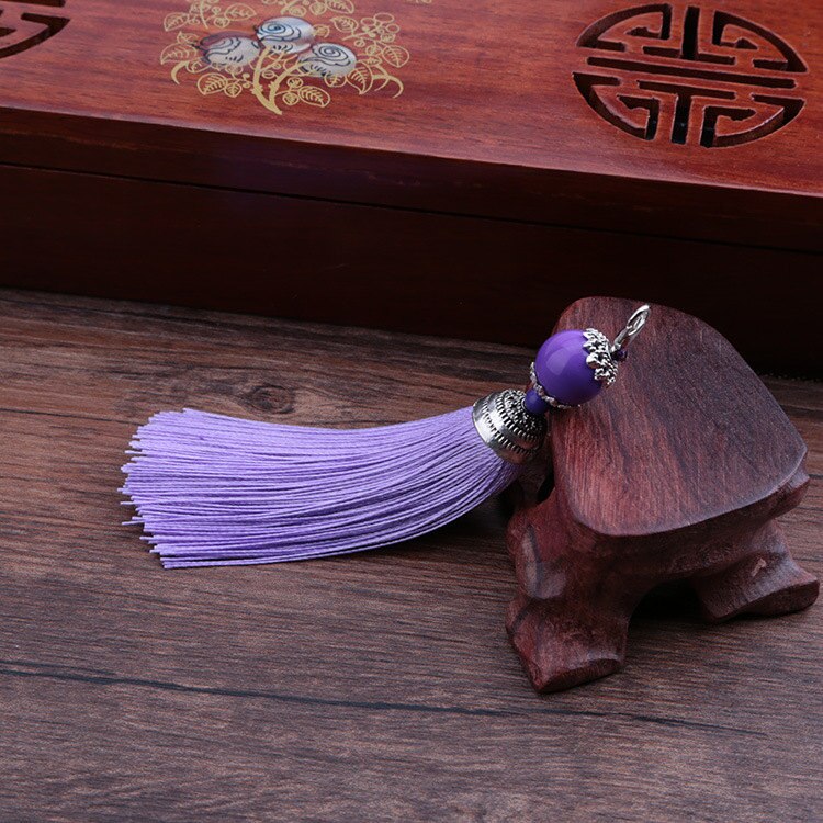 Pendentif à franges en mousqueton, 5 pièces, DIY, bijoux pour rideaux, accessoires décoratifs pour vêtements, sac pour clés de voiture, pompon artisanal pendentif: Light purple