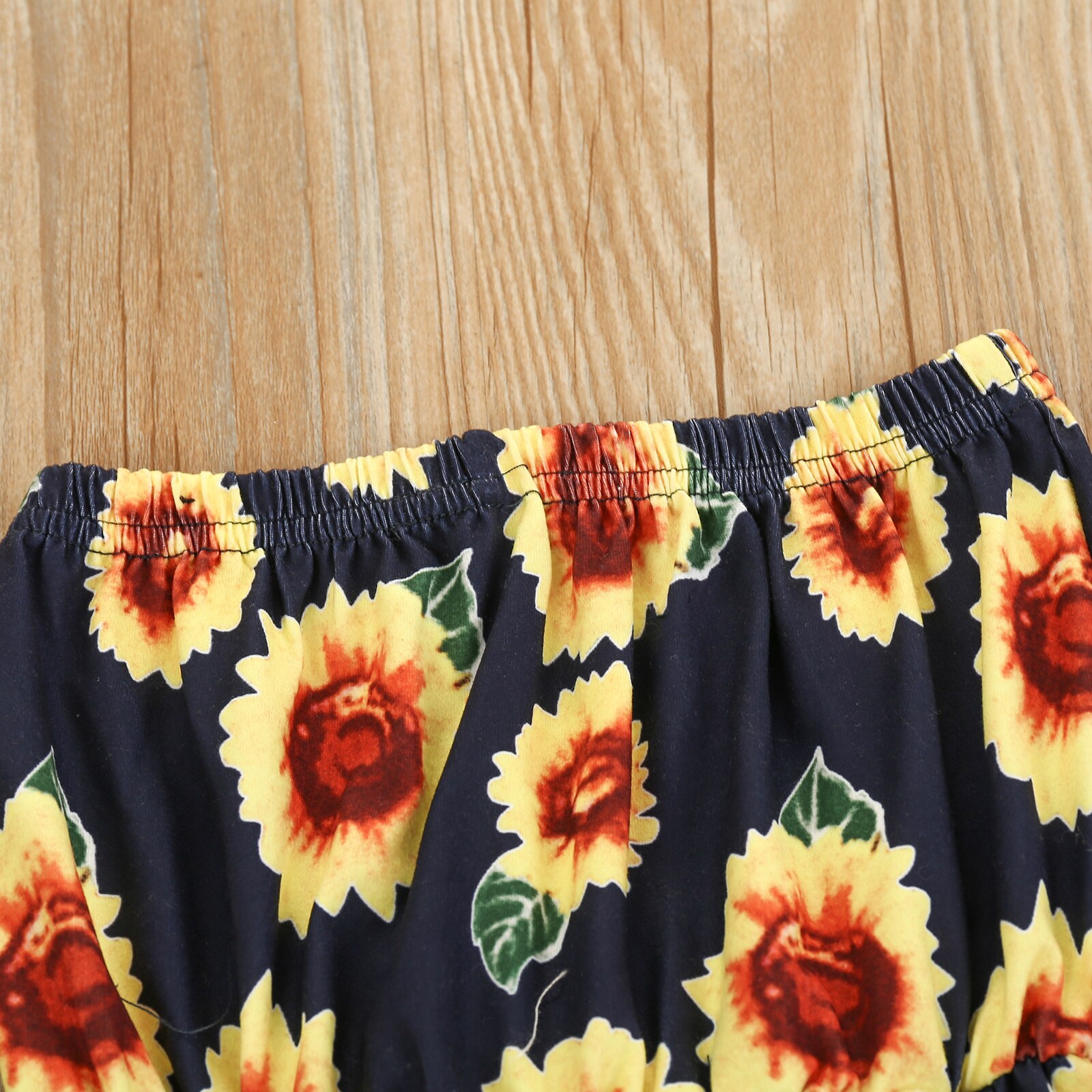 Zonnebloem Print Meisje Jumpsuits 2-7Y Kid Overalls Baby Girl Outfit Kleding Mouwloze Off Shoulder Romper Jumpsuit