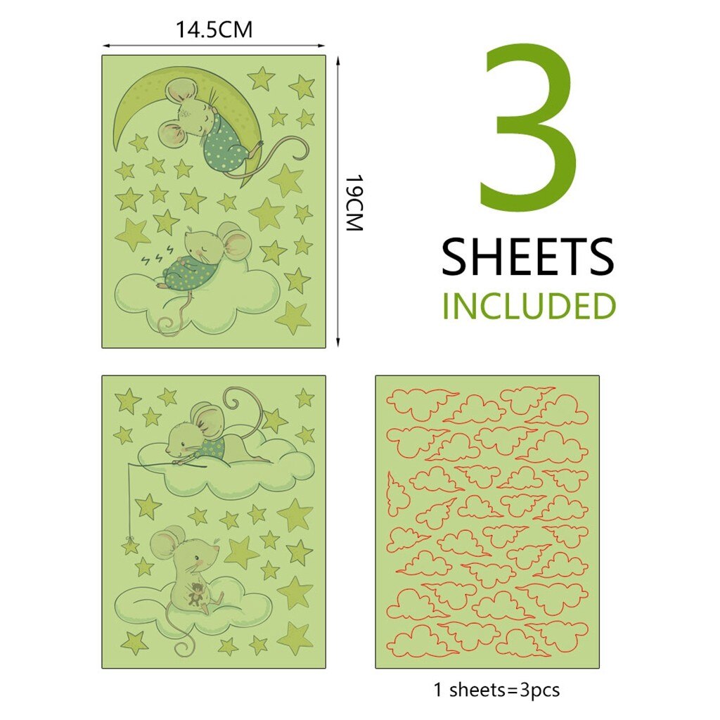 decoration Glow Stickers star cloud Fluorescent Glow In the dark Luminous on Wall Stickers for Kids Room living room Decal