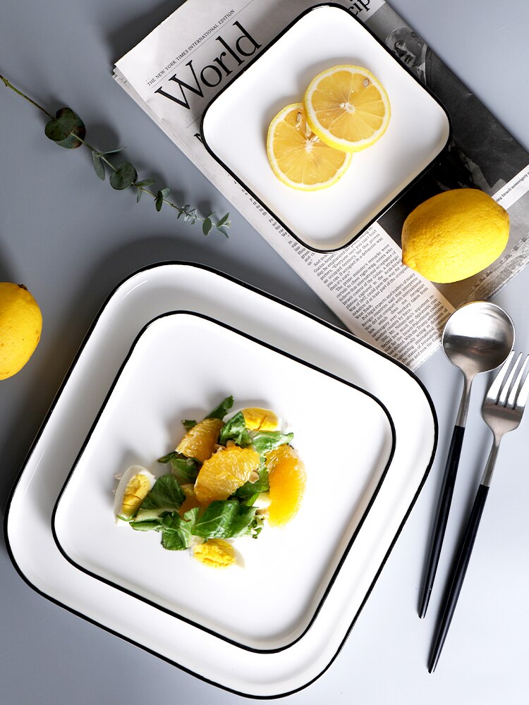 Plaat Nordic Stijl Keramische Diner Plaat Huishouden Steak Creatieve Effen Kleur Plaat
