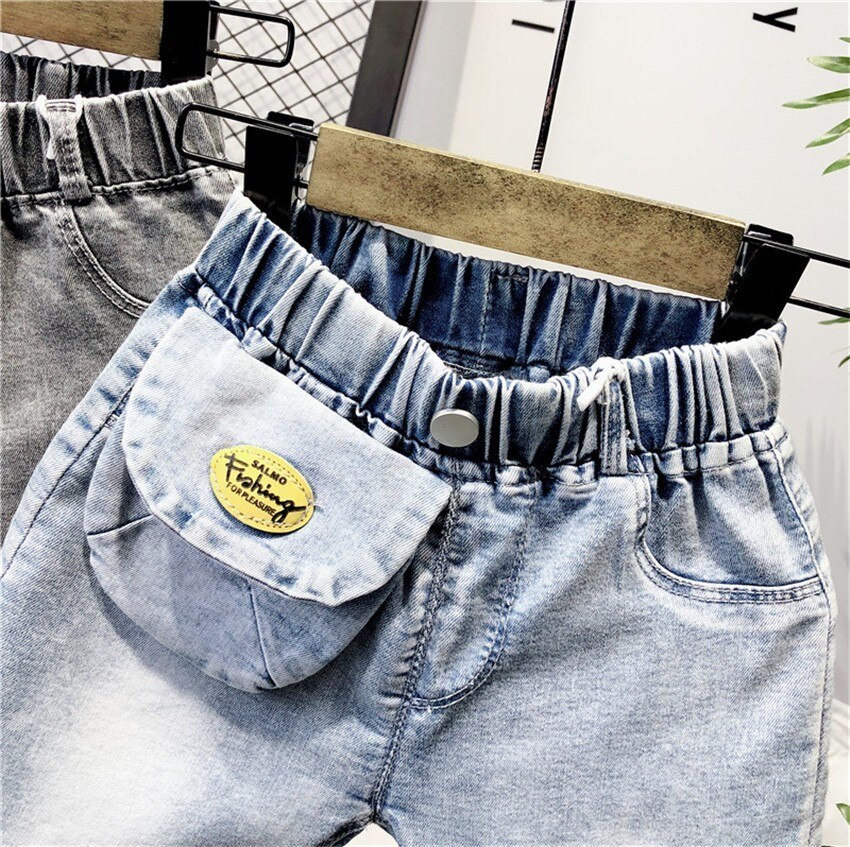 Zomer Peuter Jongens Shorts Casual Pocket Denim Broek Elastische Taille Jeans Voor Jongens Mode Katoenen Baby Shorts 2 3 4 5 6 Jaar: Blauw / 3T