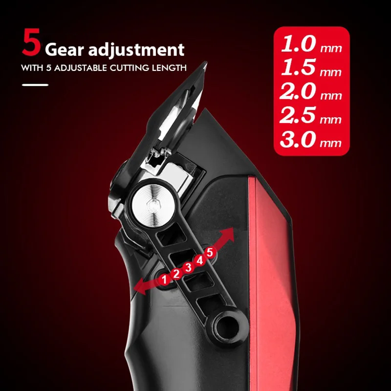 WMARK NG-125 cortapelos eléctrico 7500RPM Motor giratorio cabezal de aceite barbería recortadora para hombre hoja 5 ajustes