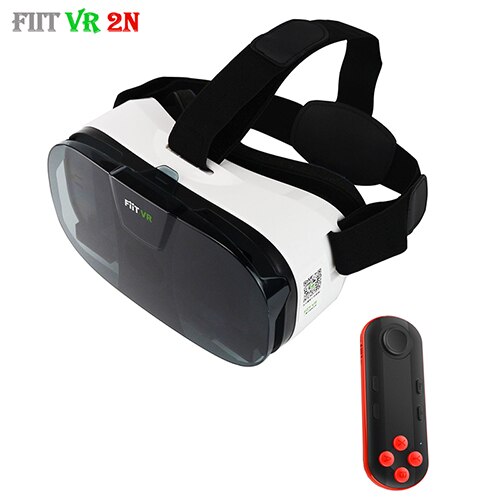 Original Fiit 2N 3D Glasses VR Virtual Reality Headset 120 FOV Video Google Glass Cardboard Helmet For Phone 4-6' + Remote: Black Remote