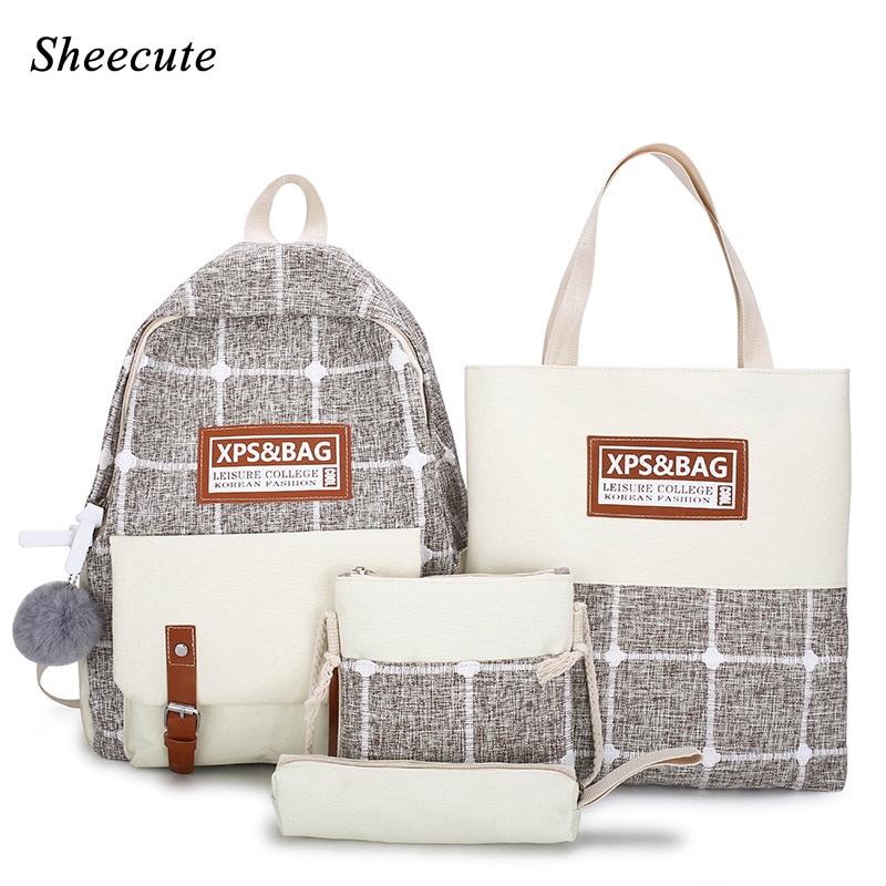 Meisjes Schooltas Vrouwelijke Student Rugzak Eenvoudige Grote Capaciteit Kinderen Rugzak Plaid Print Kids Canvas Rugzakken