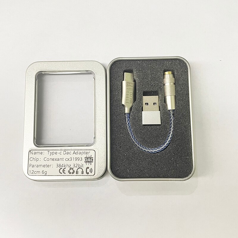 Adaptador USB tipo C a auriculares HiFi de 3,5 Mm, Cable decodificador dac cx31993 para iphone, Samsung, xiaomi, ordenador: Blue With box