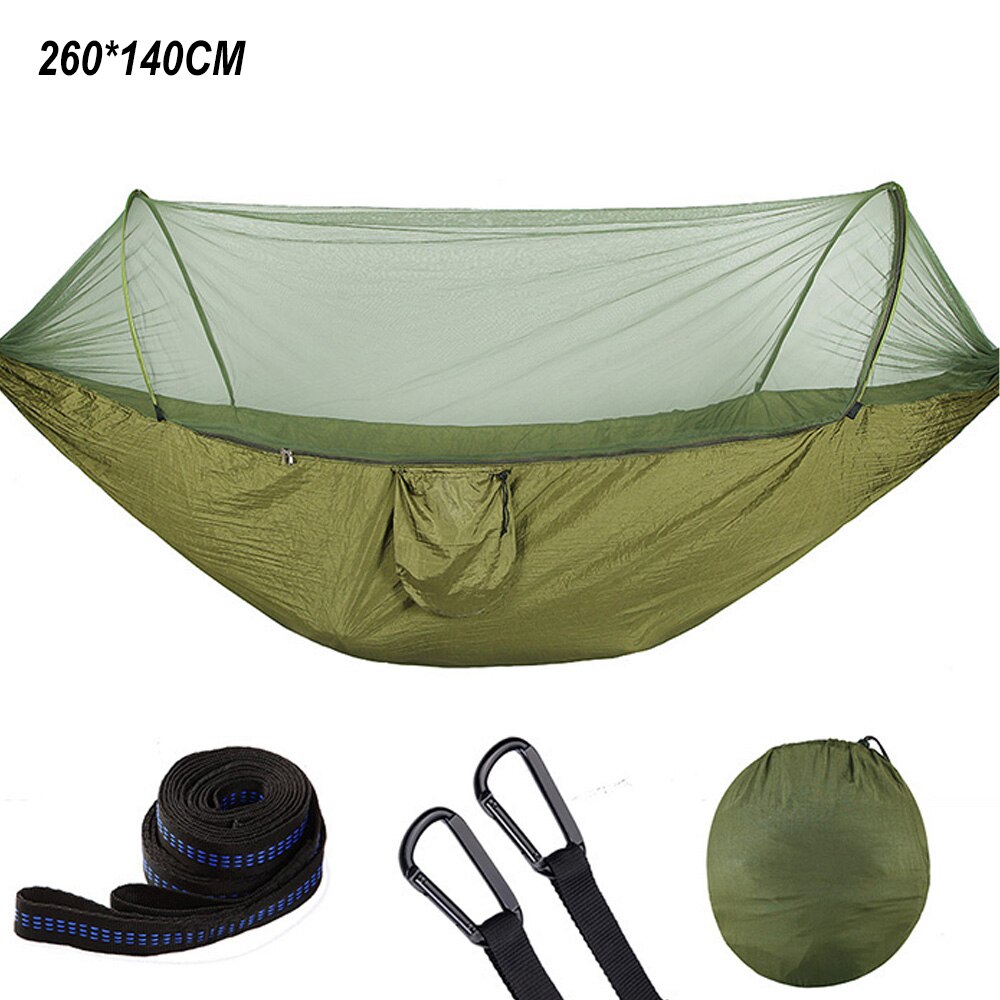 Camping Tent Hammock with Mosquito Net High Strength Fabric Hanging Bed Outdoor Hunting Sleeping Swing 1-2 Person Hammock: Army green Hammock