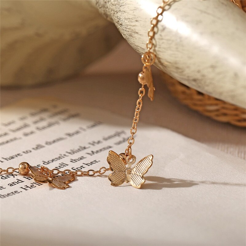 Tobillera con forma de mariposa para mujer, joyería para el pie, pulsera descalza para la playa, correa para el tobillo, accesorios de joyería bohemios