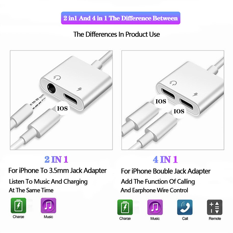 2 In 1 Voor Lightning Adapter Voor Iphone 7 Opladen Adapter Voor Iphone 8 7 Plus 10 X Charger Splitter hoofdtelefoon Adapter