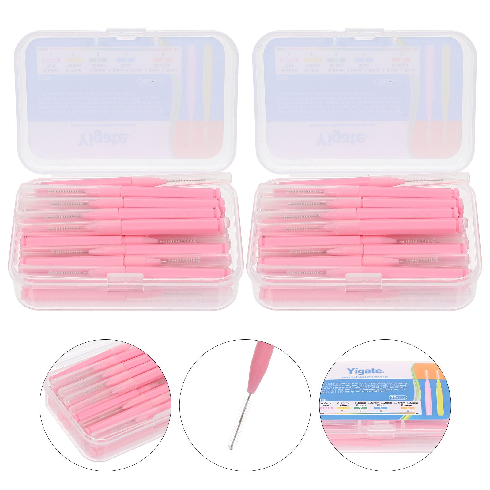 60pcs Interdental Brushes Teeth Cleaners Floss Interdental Brushes Orthodontic Interdental Brush: pink 0.6mm