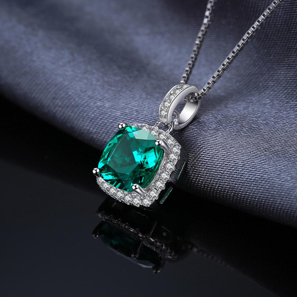 Jpalace 3ct Gesimuleerde Nano Emerald Hanger Ketting 925 Sterling Zilveren Edelstenen Choker Statement Ketting Vrouwen Zonder Ke