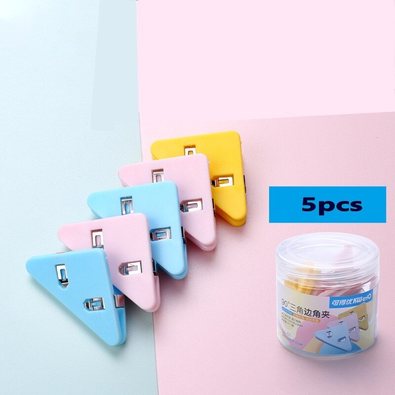 5pcs/set Book Paper Corner Clips Office Bookmarks Corner Protectors Index Clamp School Home Desktop Document Organizer Clip: Colorful