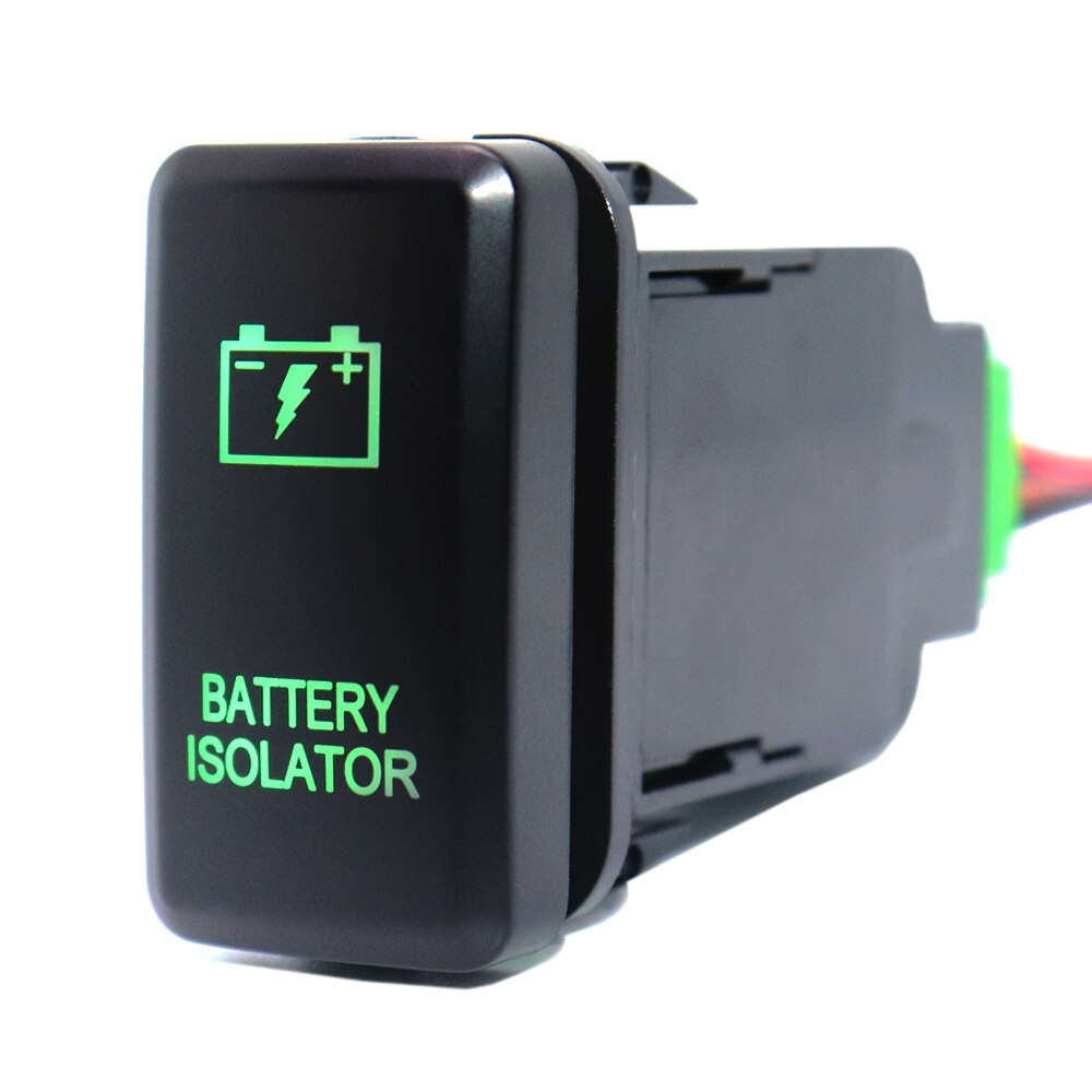 BATTERY ISOLATOR Push Button Switch with Connector Wire For Toyota Prado Landcruiser Hilux FJ Cruiser ON-OFF Switch 12Volt 3Amp: Green LED