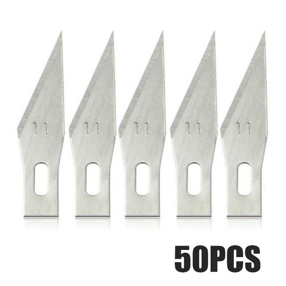 50/100 stk 11#  klinger metalskive egnet til x-acto exacto værktøj  sk5 graver hobby stil multiværktøj håndværkshåndværktøjssæt