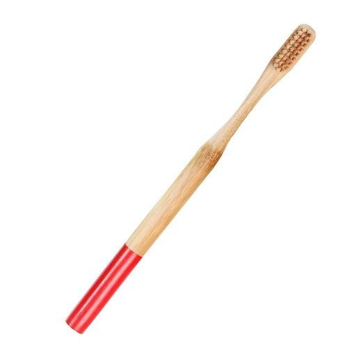 Milieuvriendelijke Natuurlijke Bamboe Houtskool Tandenborstel Zachte Haren Lage Carbon Houten Handvat Tandenborstel Oral Care: red