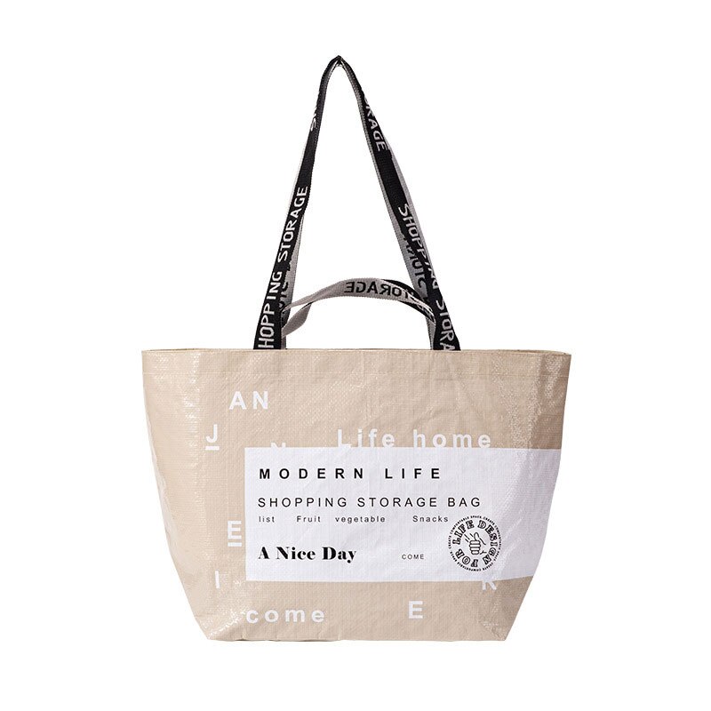 Vrouwen Draagbare Boodschappentas Opvouwbare Waterdichte Tas Draagbare Opbergtas Casual Schoudertas Vlekbestendig: Beige