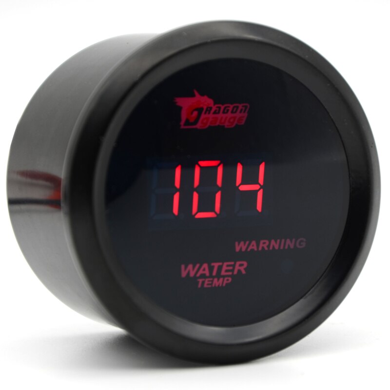 DRAGON GAUGE 52MM Water Temp Gauge Digital Red led Black Case Fahrenheit Temperature