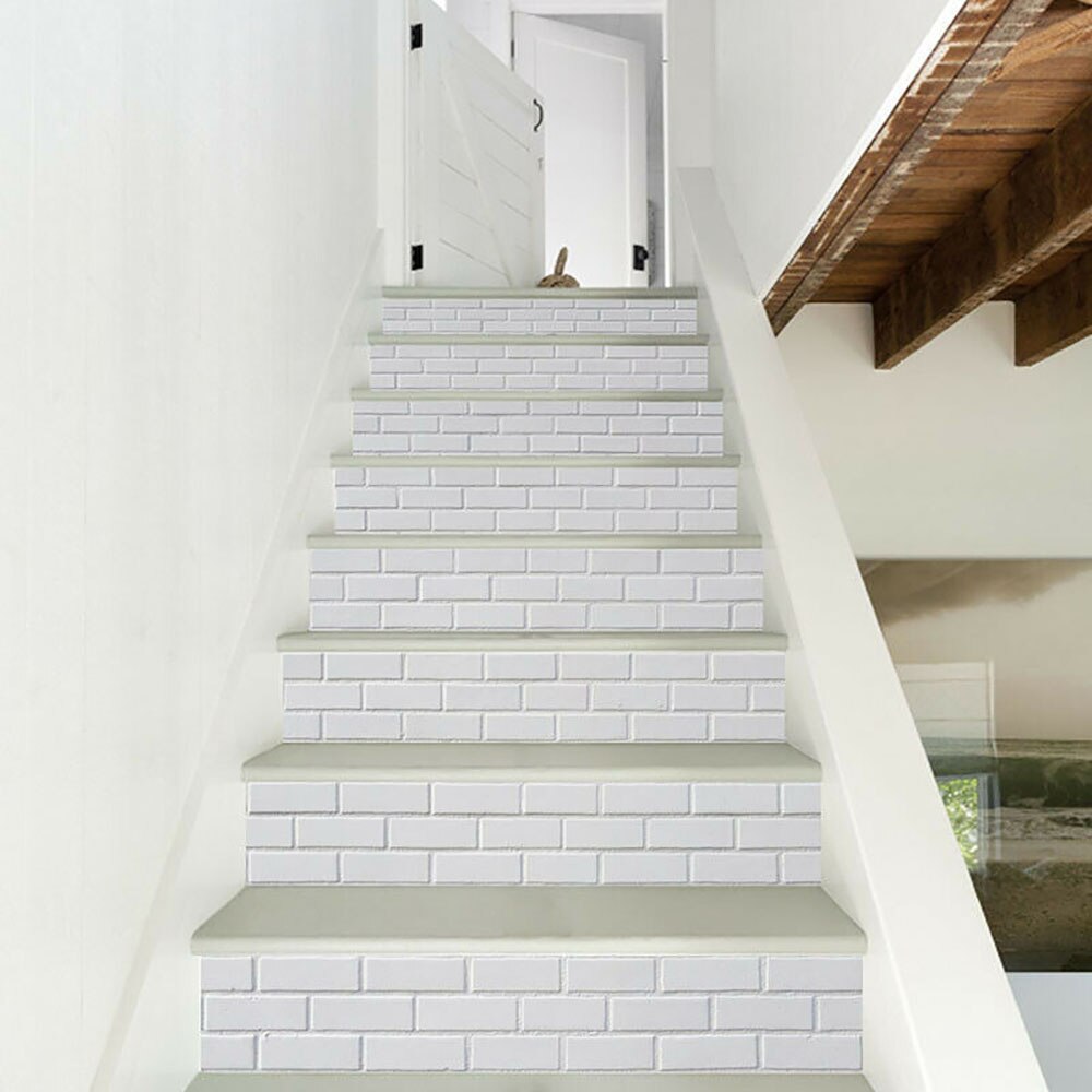 6 stk trappeklister 3d fliser væg mursten mønster trappe stige trappe klistermærker aftagelig vandtæt trappe mærkat hjem dekoration