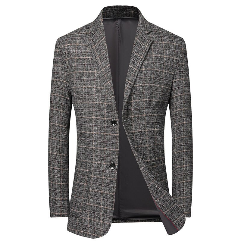 Bolubao herr kavaj märke brittisk stil bekväma tyger herr slim fit vild kostym bal galler kavaj hane: Grå rutnät / Xl