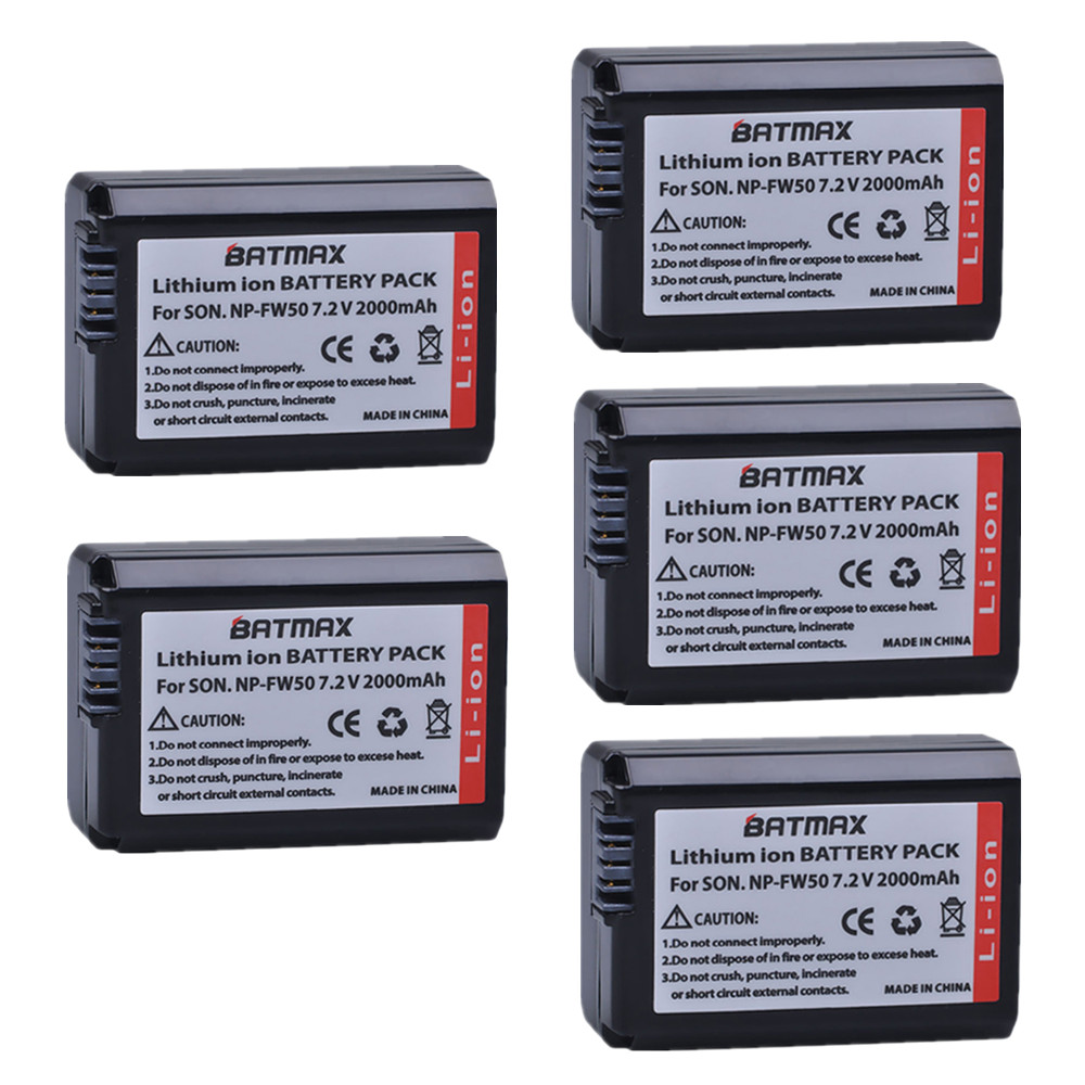 NP-FW50 Camera Batterij opbergdoos Waterdichte SD TF Geheugenkaart doos voor Sony Alpha a3000, a5000, a5100, a6000, a6300, a6400: 5 battery