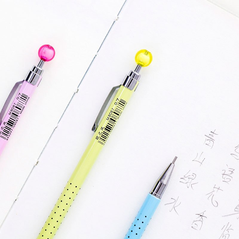 4 stks/partij Dot Bal Vulpotlood Leuke 0.7mm Automatische Tekening Pen School schriftelijk Leveringen Briefpapier