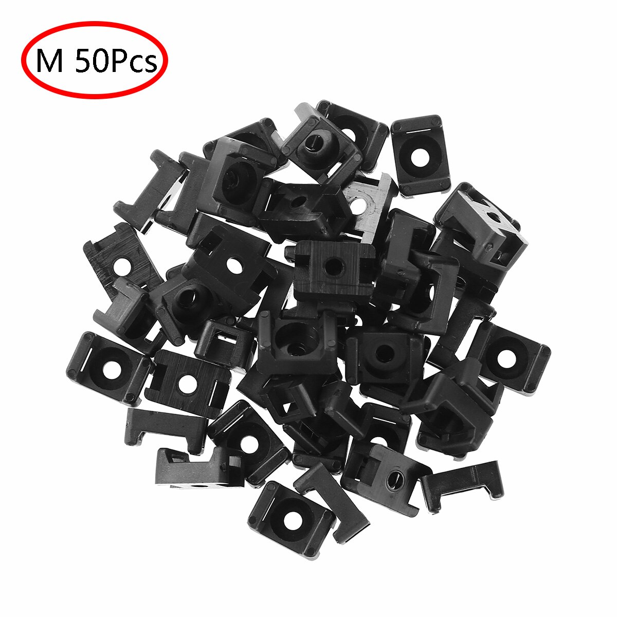 50 stk nylon fastgør beslag hjemmekontor kabelbinder mount base clips skrue type sadel form organisator vugger til ledningshåndtering: Sort medium