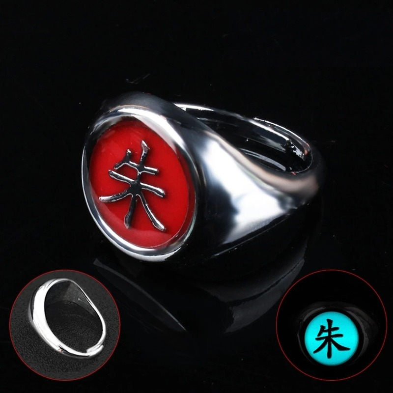 Anillo luminoso de Cosplay de Naruto de Anime japonés, anillo Akatsuki, accesorios de anillo para hombre, accesorios de decoración para dedo, Anillos Akatsuki Itachi