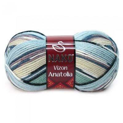 Nako Vizon Anatolia Yarn Dıy Knitting Rope Yarn Multicolor Shawl Cardigan Scarf beanie colored rope Soft 100% Premium Acrylic: 80839