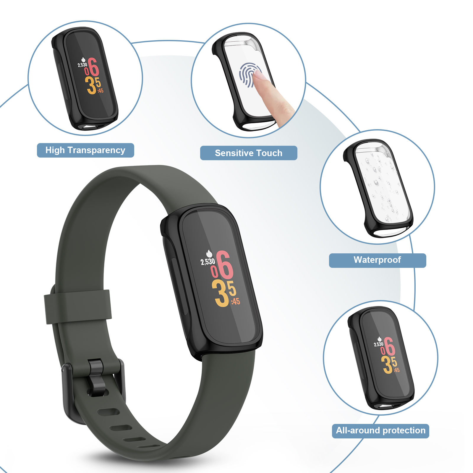 Funda completa de TPU suave para Fitbit inspire 2/inspire 3, Protector de pantalla para Fitbit inspire 2 3, carcasa protectora de parachoques