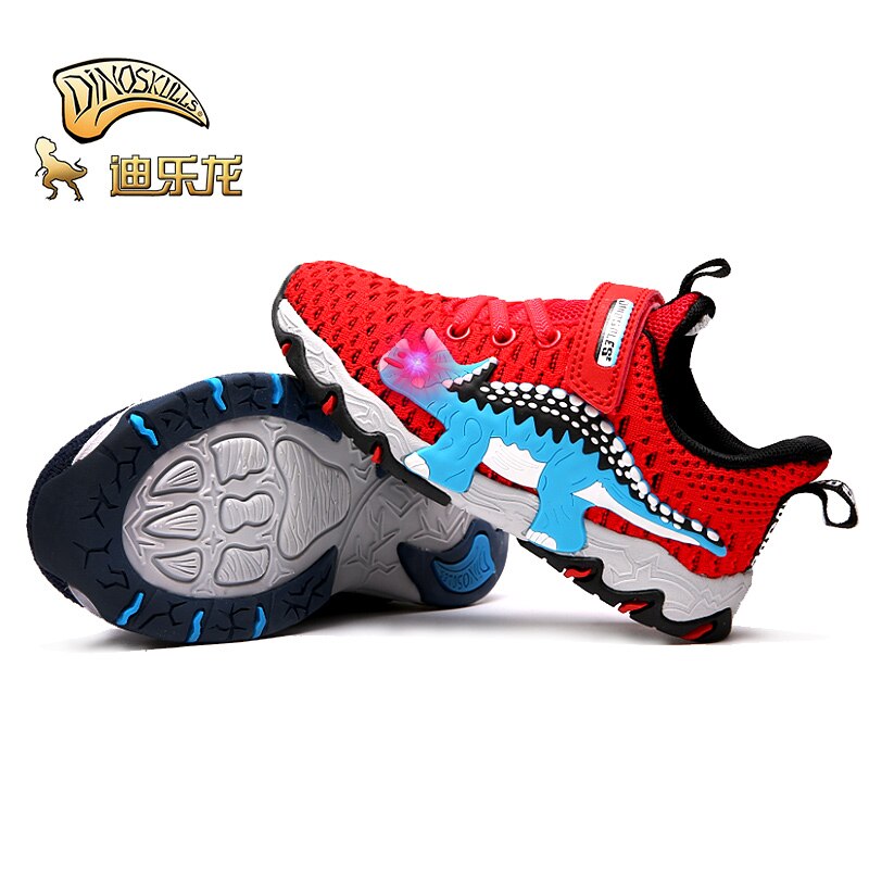 DINOSKULLS freundlicher LED Licht Tennis Schuhe Jungen glühend Turnschuhe Dinosaurier Kleinkind freundlicher Schuhe verrotten Herbst Netz Gittergewebe Atmungsaktiv