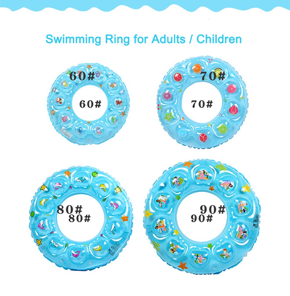 Cartoon Inflatable Swimming Circle Rings Swim Pool Float Wheels Adults Kids Child Summer Water Sport Thick Crystal Random Colors