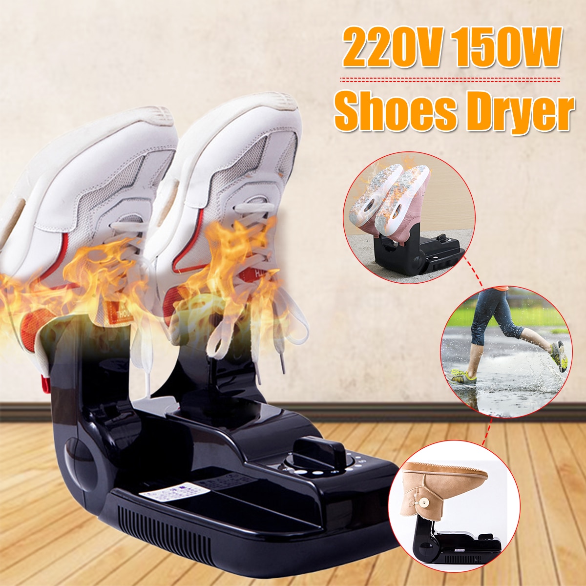 Electric Shoe Dryer Heater 220V Foot Boot Odor Deodorizing Machine UV Sterilization Shoe Rack Intelligent Winter Shoes Drying