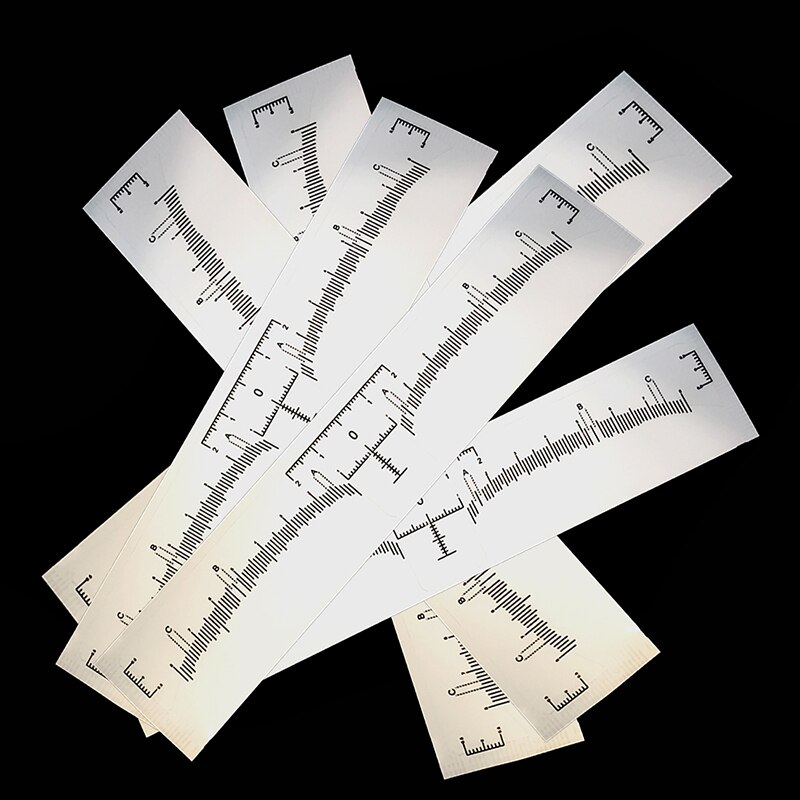 50 Pcs Disposable Eyebrow Ruler Sticker Adhesive Brow Measurement Ruler Template Stencil Eyebrow Microblading