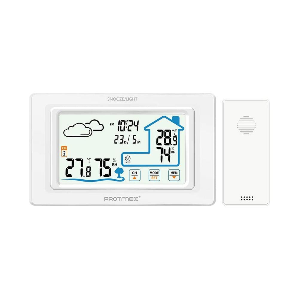 PT19A Weerstation Wireless Indoor Outdoor Touch Screen Weerstation Draadloze Temperatuur En Vochtigheid Monitor