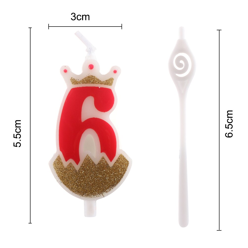 1PC 0-9 Numbers Cake Topper Birthday Wedding Digital Crown Candles Gold Red Number Party Supplies DIY Decoration for Baking