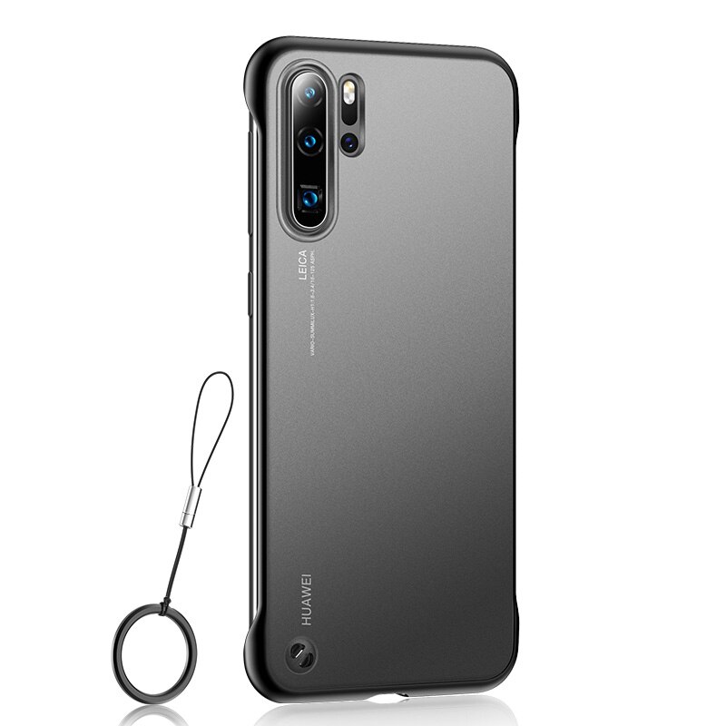 Luxe Randloos Telefoon Case Voor huawei p30 pro lite licht p30pro Frameloze Matte met Ring cover Voor huawei P30 lite P 30 30pro: for huawei p30 lite / black