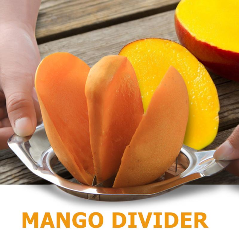 Holdbar rustfrit stål mango udskærer udskærer frugter grøntsagsskærer udskæring pitter mango hurtig skrælningsfjerner