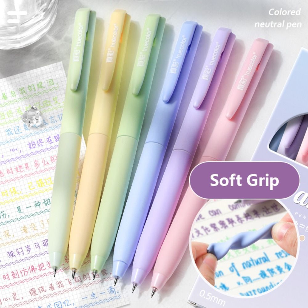 6Colors/Set Color Gel Pen 0.5mm ST Tip Ballpoint Pen Writing Tool Color Ink Signing Pen Students Stationery School Supplies