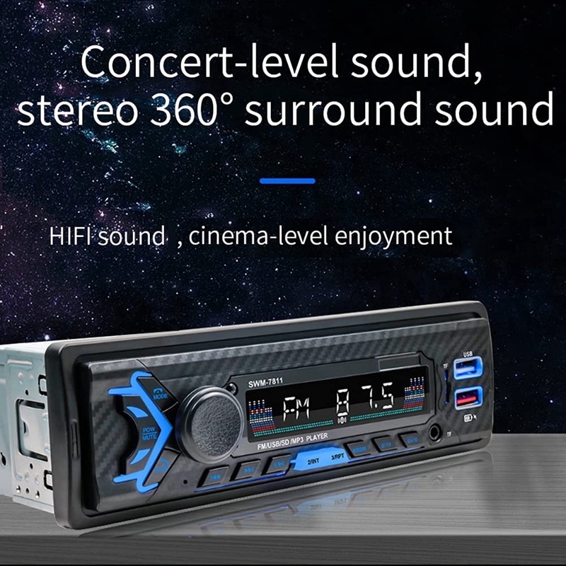 Single Din Car Stereo With Voice Control, FM Radio System,Bluetooth Handfree Calling,Daul USB Fast Charging,Mp3 Player