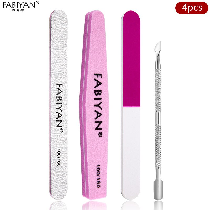 Manicure Set Cuticle Pusher Clippers Nail Art Files Buffer Sanding Tool Cleaning Brush Scissors Dead Skin Remover Dotting Pen: 4Pcs