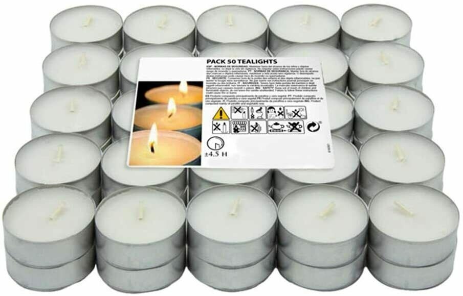 Velas de té antihumo, XXL, Larga Duración, 4 Horas. Vela Blanca, 10-100: 50