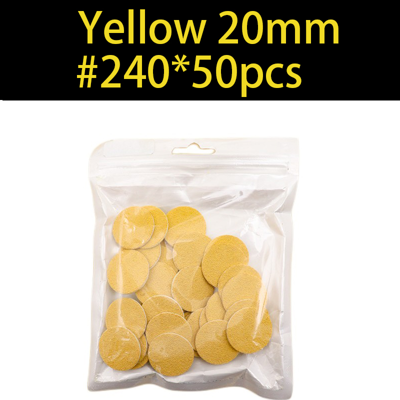 ~ Geel Schuurpapier 50/pcs Pedicure Voetverzorging Gereedschap 15mm 20mm 25mm 35mm nagel boor Schijf disc Salon Eelt Vervangbare: plum