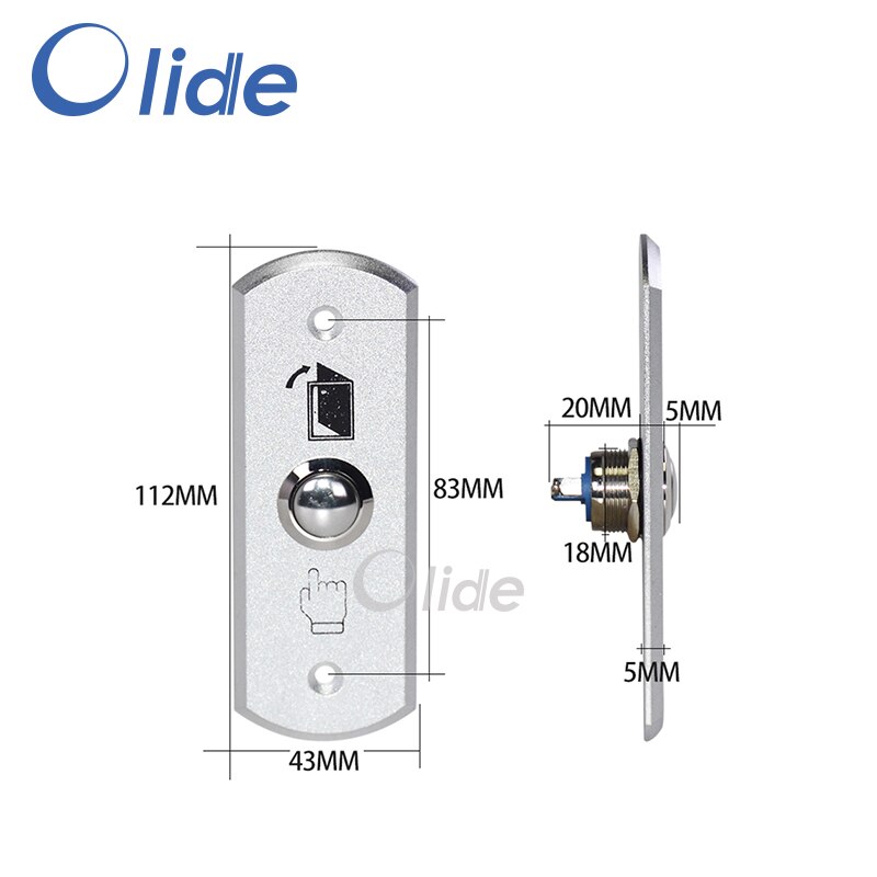 Aluminium Alloy Access Control Switch,Door Push Button Switch For Access Control System