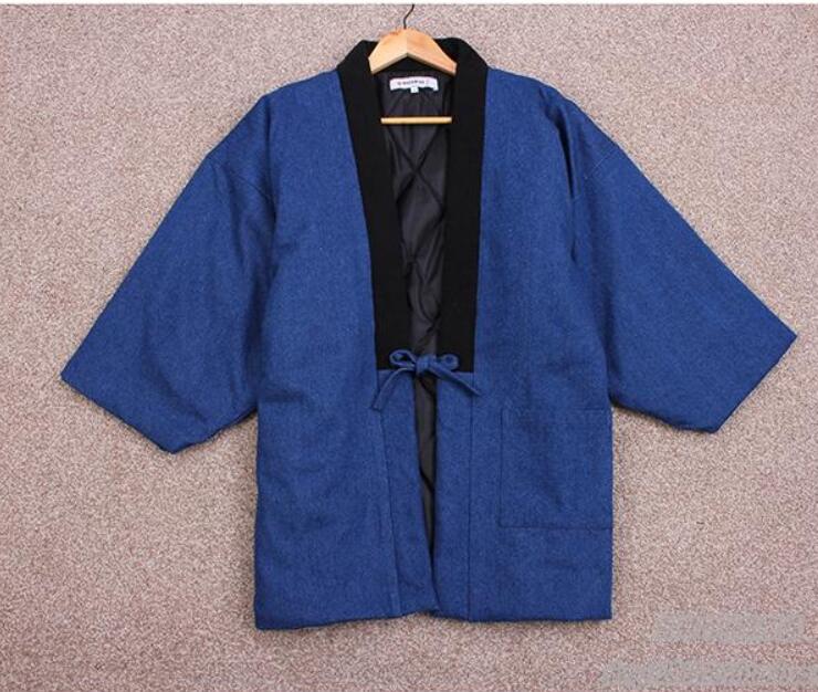 Japanse Mannen Hanten Winter Warm Gewatteerd Katoen Kimono Haori Jas Outterwear Casual Home Kleding Mannen Losse Overjas DH051: 6