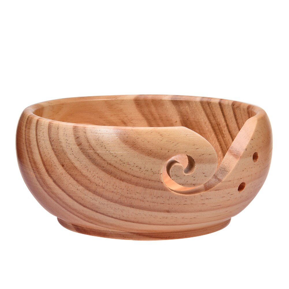 Wooden Yarn Bowl Handmade Woven Round Bowl For Knitting And Crochet Textile Wool Bowl Round Wooden Bowl Woven Bowl
