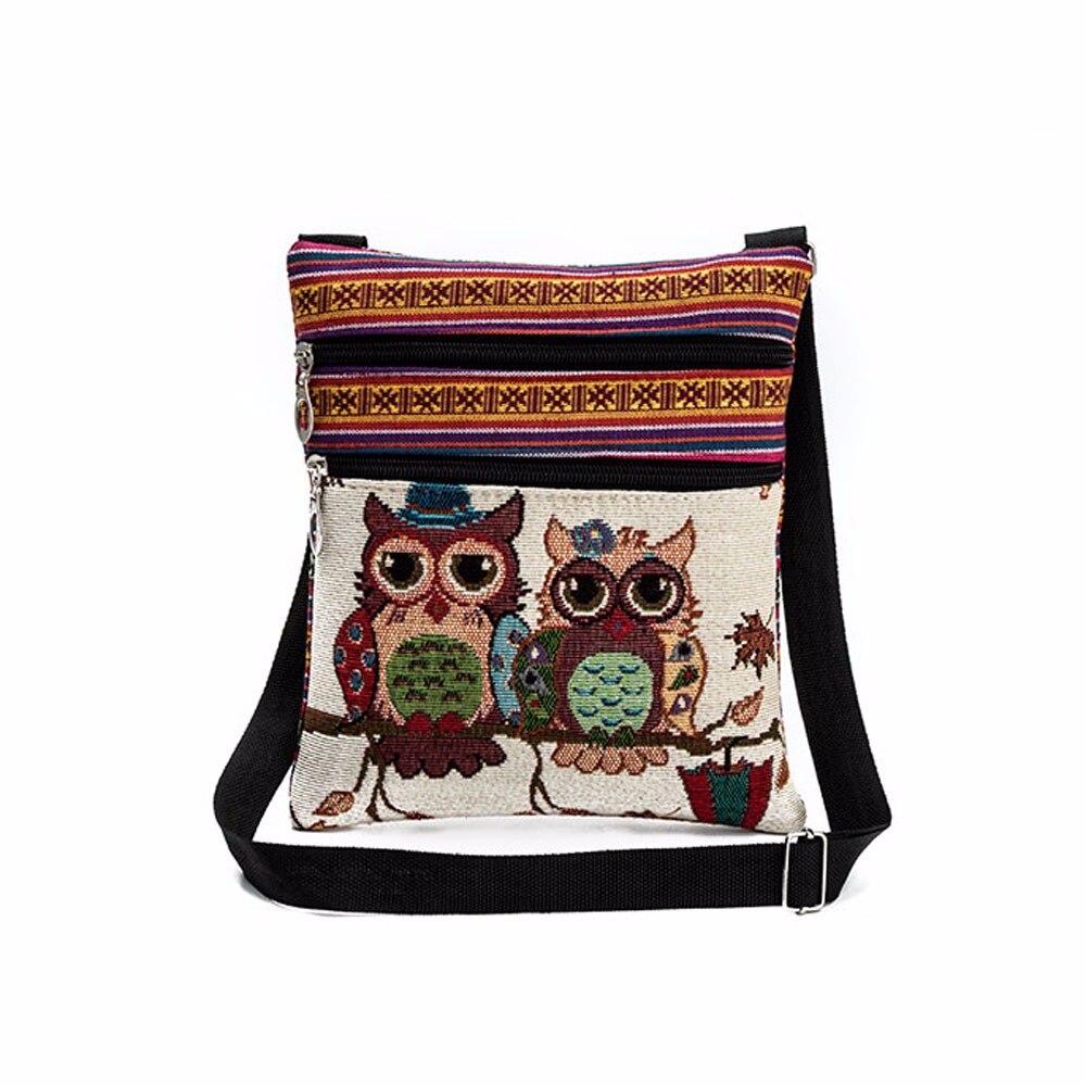 Large Capacity Canvas Cartoon Owl Satchel Tote Shoulder Bags For Women Casual Wild Handbag For Birthday bolso mujer