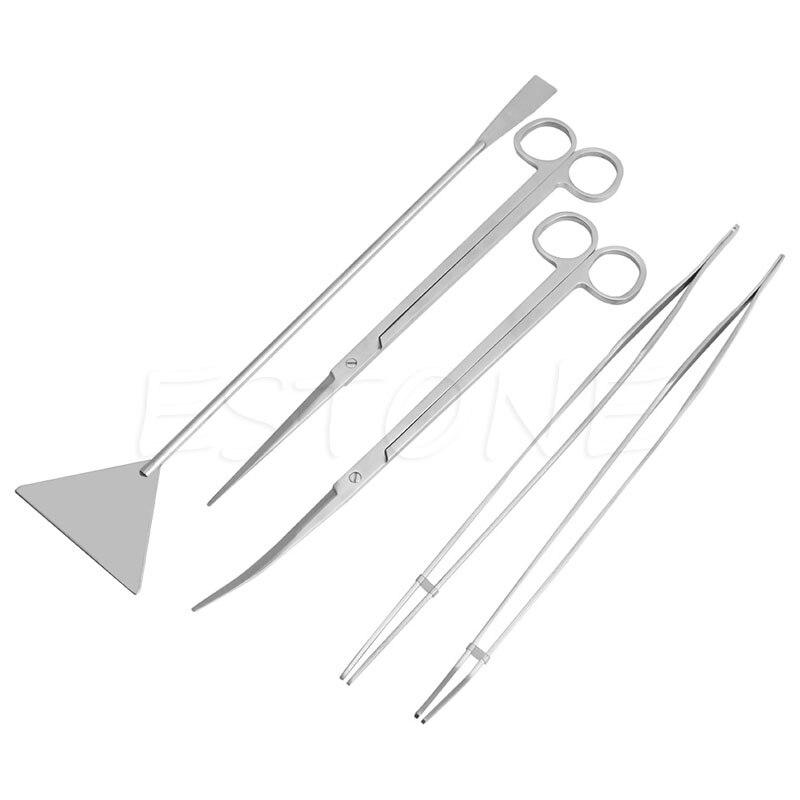 3/5Pcs Aquarium Onderhoud Gereedschap Kit Pincet Schaar Voor Levende Planten Gras