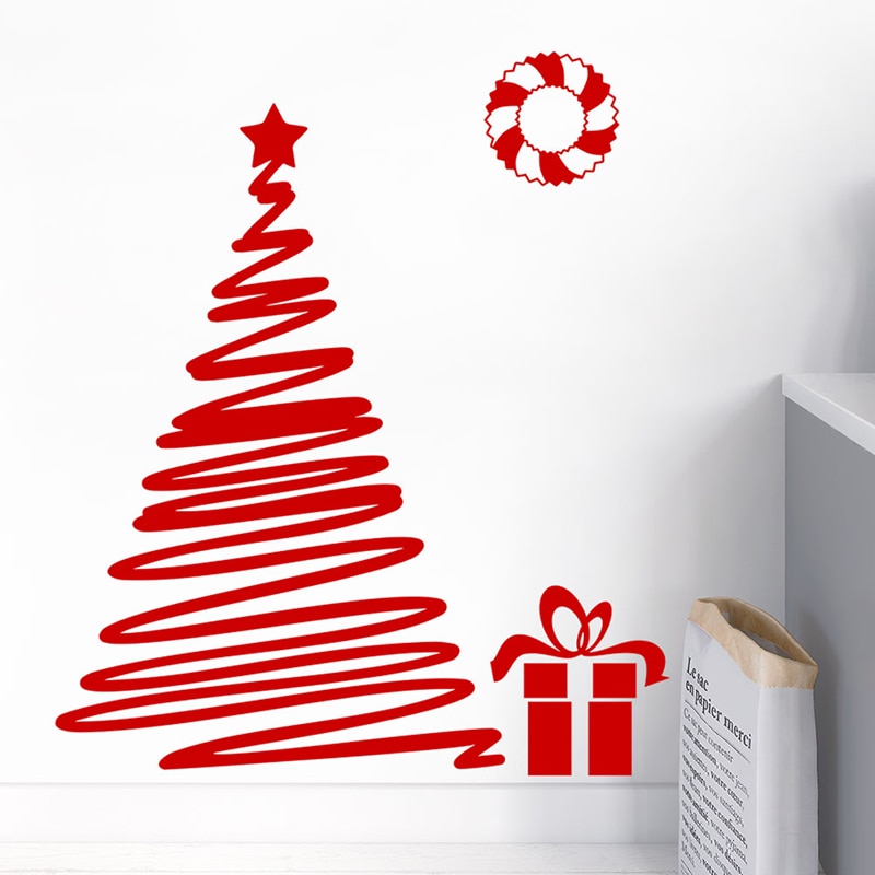 Merry christmas tree wallstickers christian for home decor stue diy butikkvindu glass vinyl festival veggmaleri kunst xmas