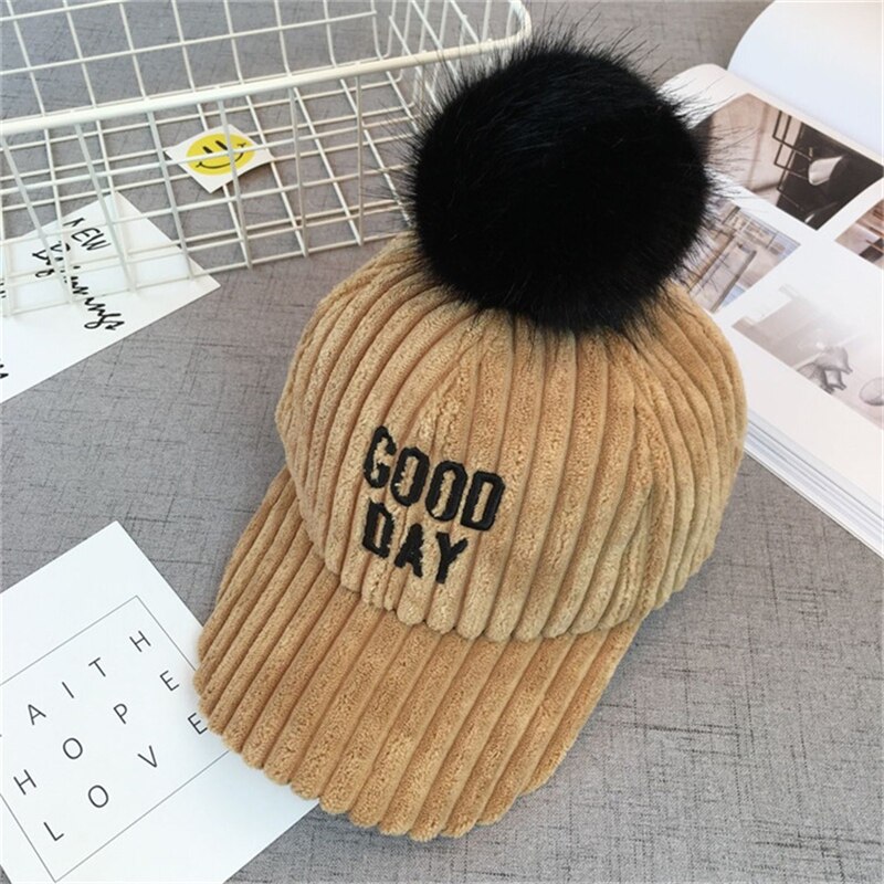 Brief Pompom baseball caps kinder Hysterese junge mädchen baby Koreanische Winter Warme hüte gorras Outdoor Schnee Ski Hut