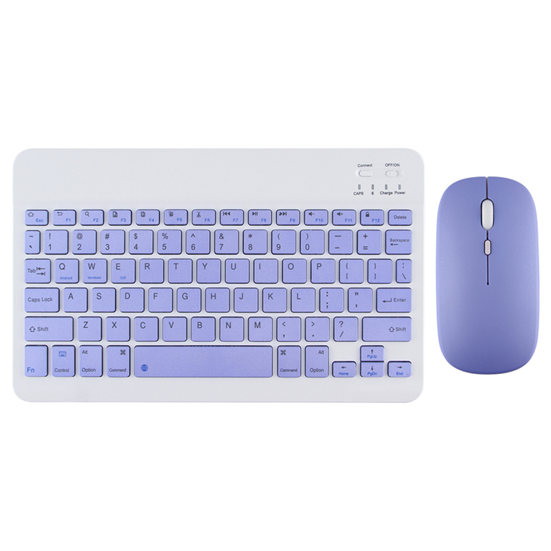 Voor Ipad Toetsenbord En Muis Set Mini Bluetooth Toetsenbord Draagbare Draadloze Toetsenbord En Muis Voor Samsung Xiaomi Ipad Toetsenborden: Purple